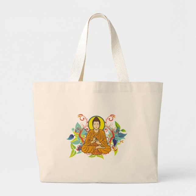 Grand Tote Bag Bouddha heureux (Devant)