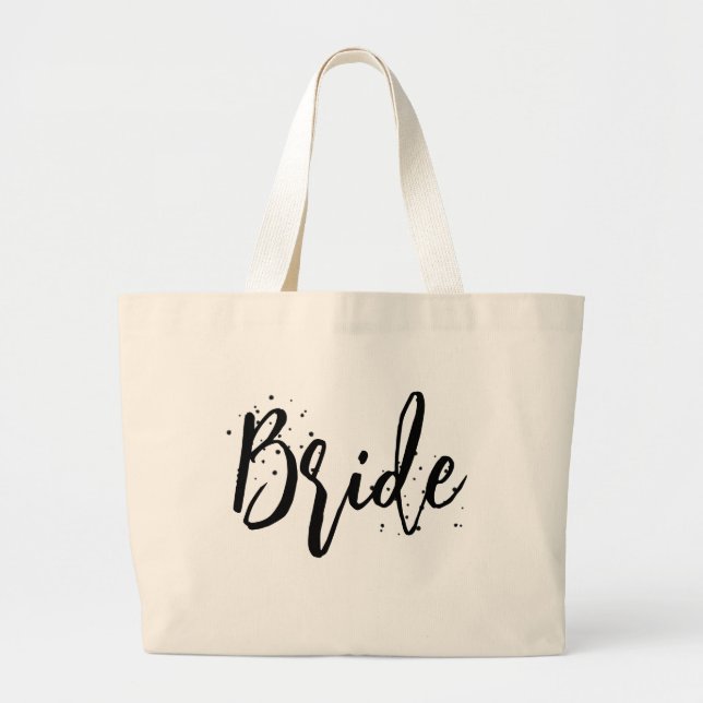 Grand Tote Bag Bride rose mignonne amusant script de calligraphie (Devant)