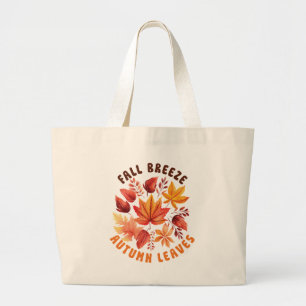 Grand Tote Bag Brise D'Automne, Feuilles D'Automne - Charbon D'Au