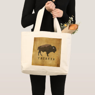 Grand Tote Bag Buffle amérindien Bison Tatanka Dessin