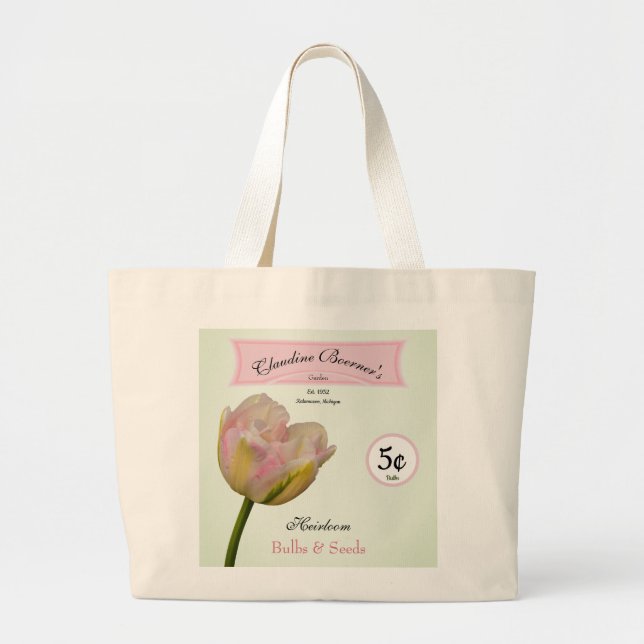 Grand Tote Bag Bulbes et graines d'héloom personnalisées Jardin d (Devant)
