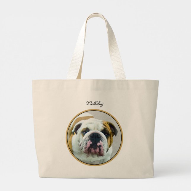 Grand Tote Bag Bulldog Peinture rouge et blanc anglais Pet Dog Ar (Dos)