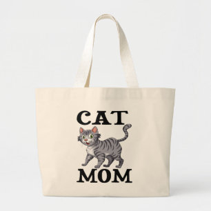 Grand Tote Bag Cadeau de maman de chat mignon Gris Tabby Tiger Ki