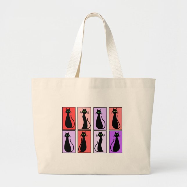 Grand Tote Bag Cadeaux d'art de bruit de chats noirs (Devant)