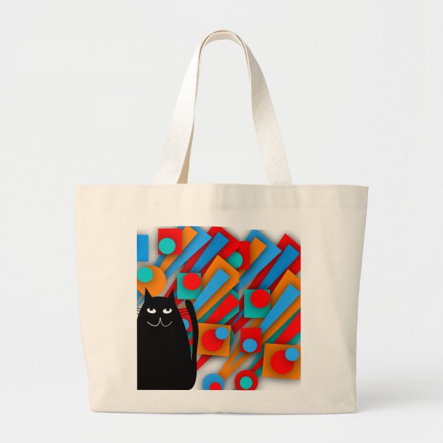 Grand Tote Bag Cadeaux d'art de chat noir (Devant)