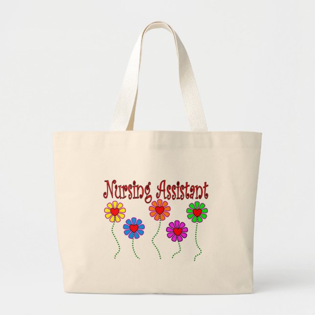 Grand Tote Bag Cadeaux d'assistant de soins--Conception florale (Devant)