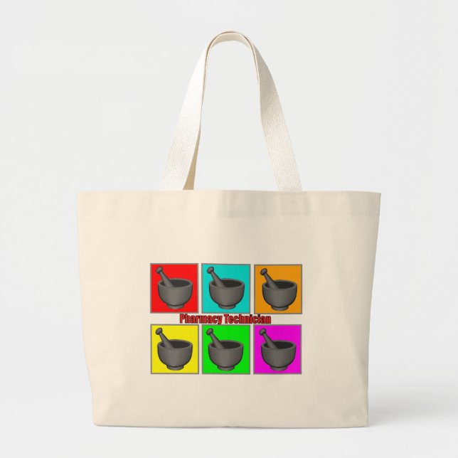 Grand Tote Bag Cadeaux de Popart de technicien de pharmacie (Devant)