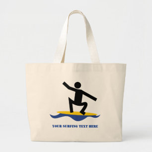 Grand Tote Bag Cadeaux de surf, surfer sur sa planche de surf