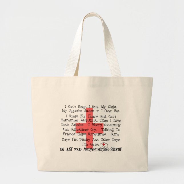 Grand Tote Bag Cadeaux drôles d'étudiant moyen de soins (Devant)