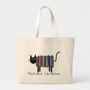Grand Tote Bag Cadeaux retirés de chat de livre de bibliothécai