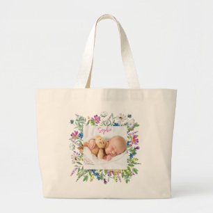 Grand Tote Bag Cadre de fleurs sauvages 