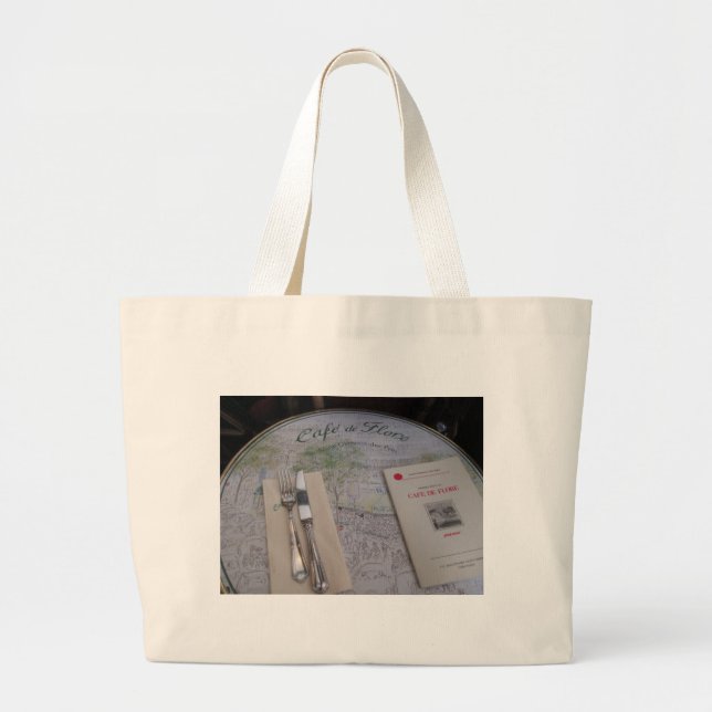 Grand Tote Bag Cafe de Flore, Paris, France - couvert, menu (Devant)