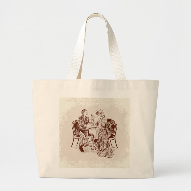 Grand Tote Bag café et amour (Devant)