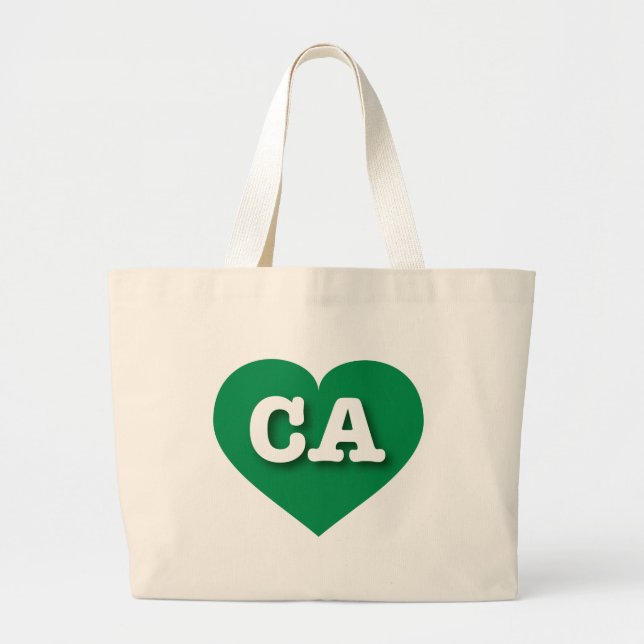 Grand Tote Bag California Green Heart - J'aime CA (Devant)