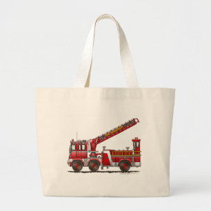 Grand Tote Bag Camion de pompiers de crochet et d'échelle