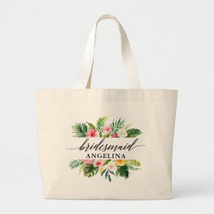 Grand Tote Bag Camionnette de Mariage floral tropical