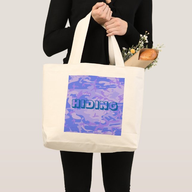 Grand Tote Bag Camouflage Pastel Blue Motif Abstrait (Devant (produit))