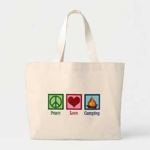 Grand Tote Bag Camping mignon d'amour de paix