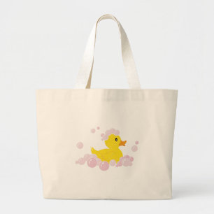 Grand Tote Bag Canard dans les bulles roses