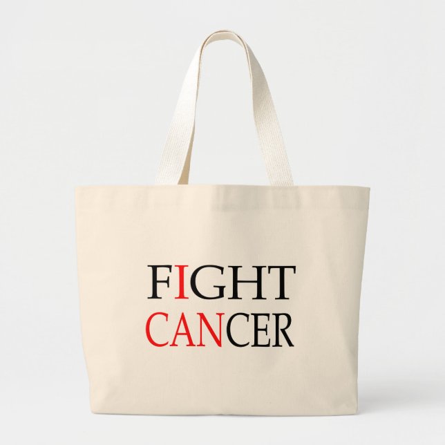 Grand Tote Bag Cancer fourre-tout de combat je peux (Devant)