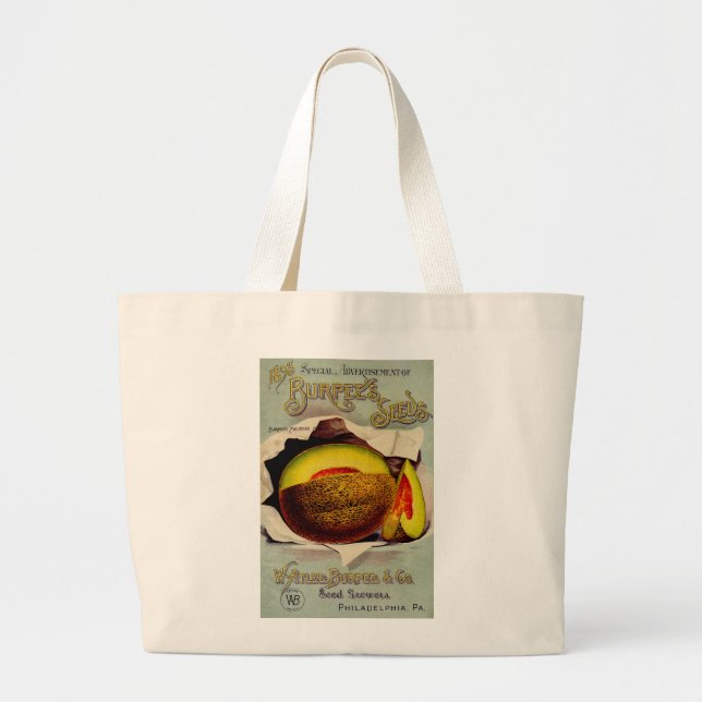 Grand Tote Bag Cantaloupe Semences Publicité Art Antique (Devant)