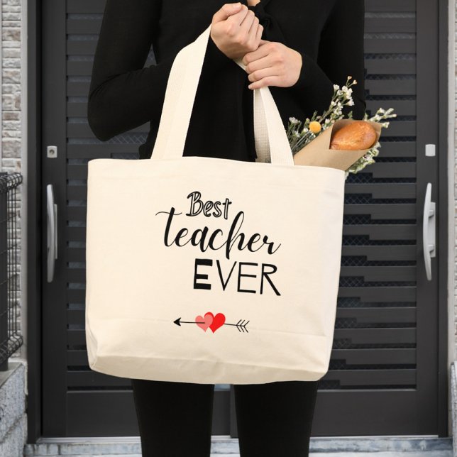 Grand Tote Bag Canvas bag, best teacher ever. (Créateur téléchargé)