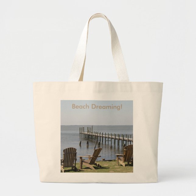 Grand Tote Bag Canvas Fourre-tout, Plage Scène - photographie (Devant)