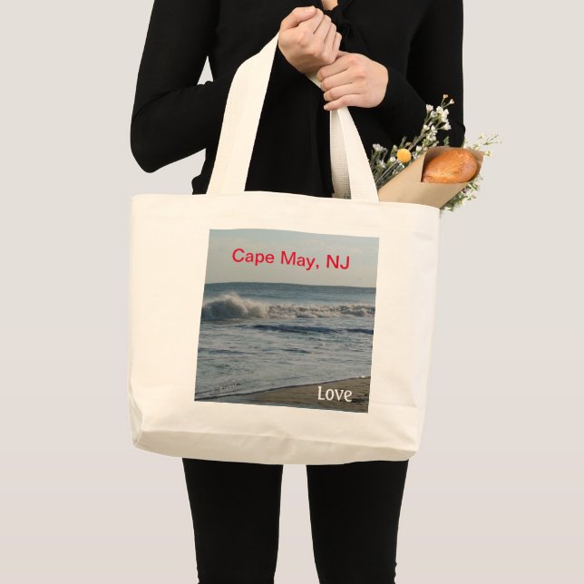 Grand Tote Bag Cape May New Jersey Love Ocean Sand (Devant (produit))