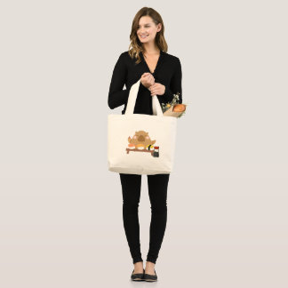 Grand Tote Bag Capybara avec Sushi