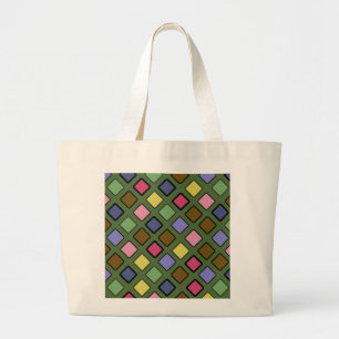 Grand Tote Bag Carrés diagonaux plus sur n'importe quelle couleur