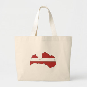 Grand Tote Bag Carte de drapeau de la Lettonie