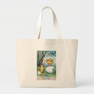 Grand Tote Bag Carte de Pâques vintage