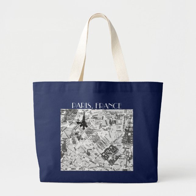 Grand Tote Bag carte de Paris (Devant)