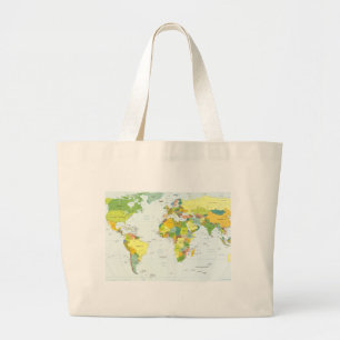Grand Tote Bag Carte du monde Atlas Poster Politique : Décoration