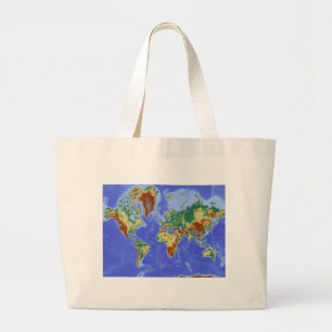 Grand Tote Bag Carte mondiale géographique internationale