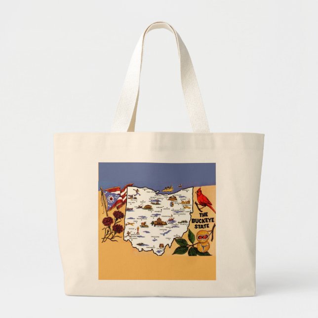 Grand Tote Bag Carte postale de l'État de Ohio Buckeye (Devant)