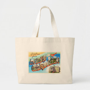 Grand Tote Bag Carte postale de Vintage voyage de l'état #2 OR de