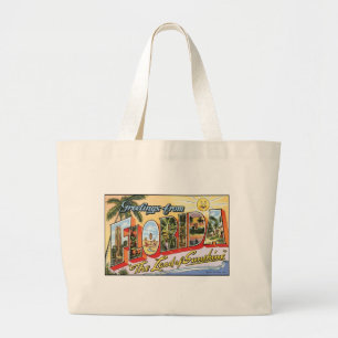 Grand Tote Bag Carte postale Vintage Florida