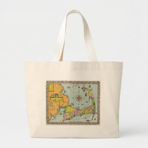 Grand Tote Bag Carte vintage de Cape Cod