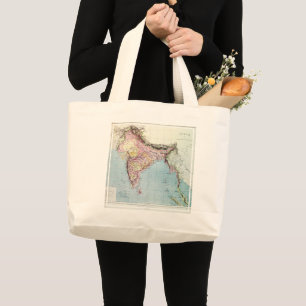 Grand Tote Bag Carte vintage de l'Inde   1877