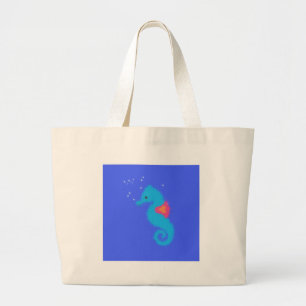 Grand Tote Bag Carton bleu Seahorse
