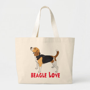 Grand Tote Bag Cartoon Chiot Amoureux des chiens mignon Beagle gr