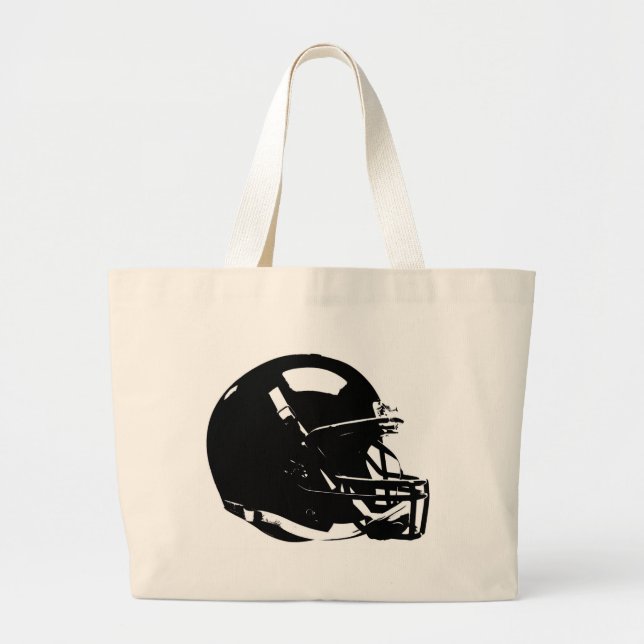 Grand Tote Bag Casque noir blanc Pop Art Football (Devant)