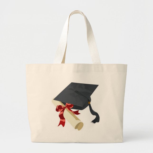 Grand Tote Bag Casquette et diplôme d'obtention du diplôme (Devant)