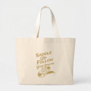 Grand Tote Bag Cavalchez et Suivez Vos Rêves Cowgirl de l'Ouest