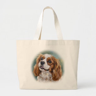 Grand Tote Bag Cavalier King Charles Spaniel Impressionniste