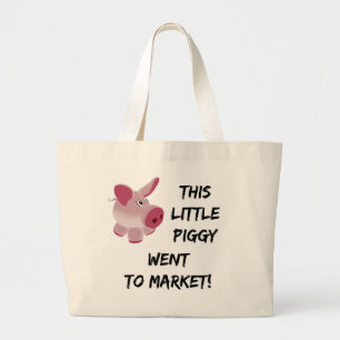 Grand Tote Bag Ce petit porcin est allé lancer sur le marché