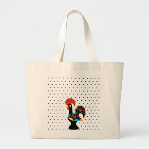 Grand Tote Bag Célèbre coq de Barcelos Nr 09 - Pois