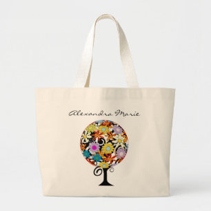 Grand Tote Bag Cercle de Forêt Magique de l'Amour Mariage d'arbre