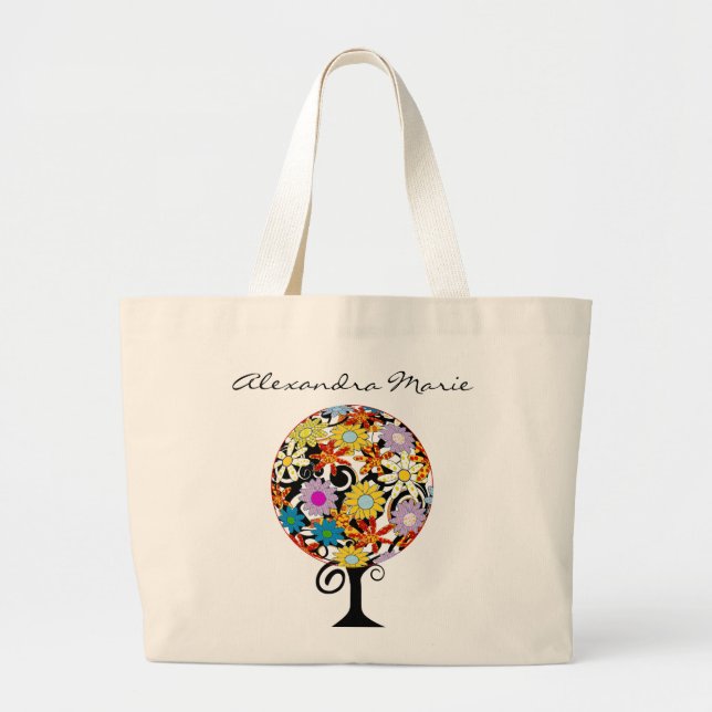 Grand Tote Bag Cercle de Forêt Magique de l'Amour Mariage d'arbre (Devant)